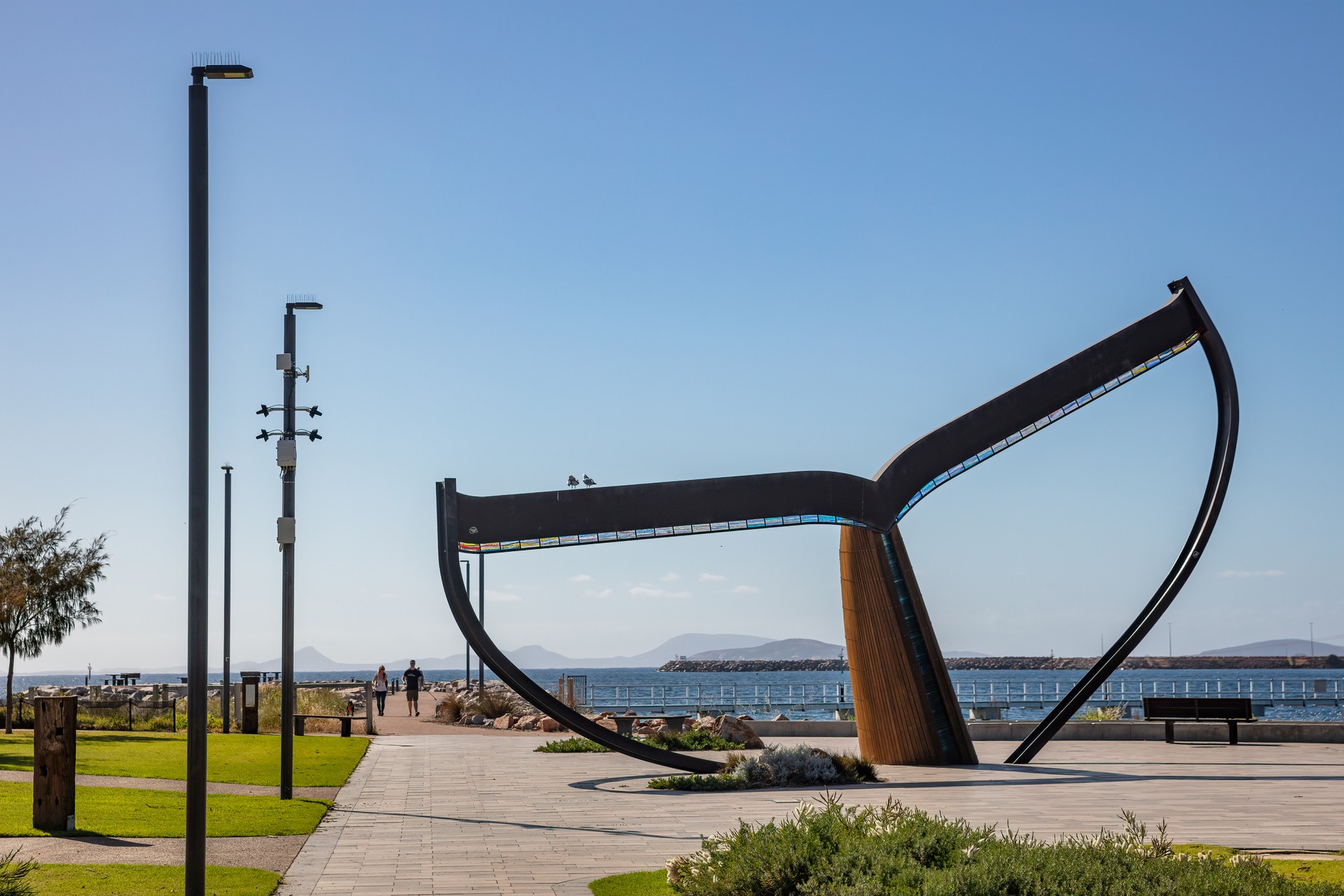 Scenic shot of a Whale Tail sculpture in Esperance Western Australia